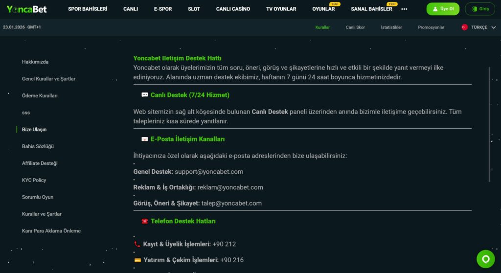 yoncabet müşteri hizmetleri
